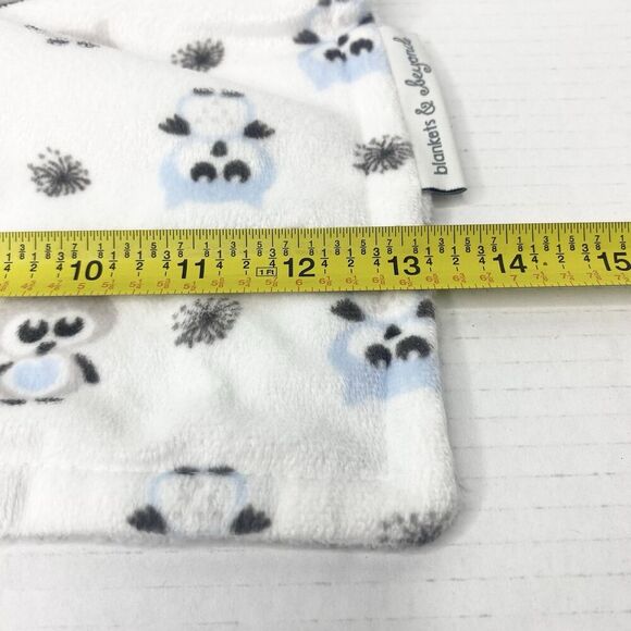 Blankets & Beyond Sleeping Owl Plush Lovey Security Blanket White Blue Gray - Picture 8 of 8